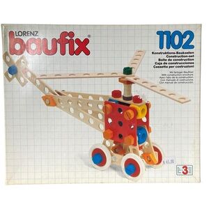 Vintage Lorenz Baufix Helicopter Building Set Unopened Wooden 1102